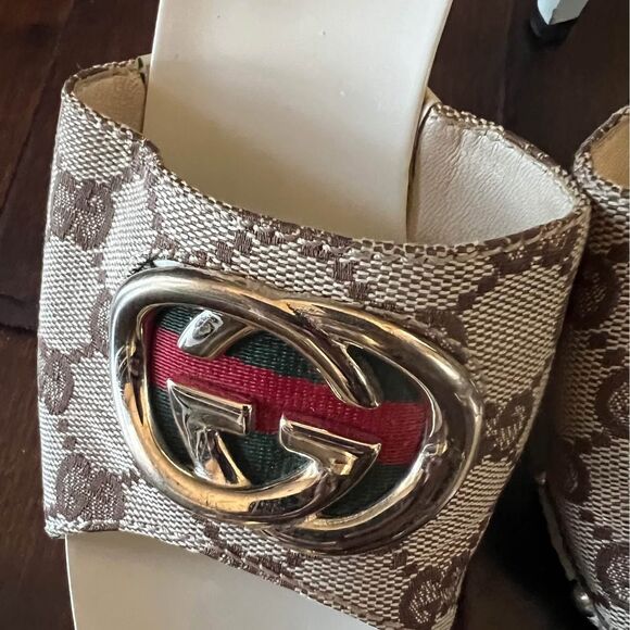 Authentic Gucci Monogram Sabot Mule sandals - Picture 4 of 9